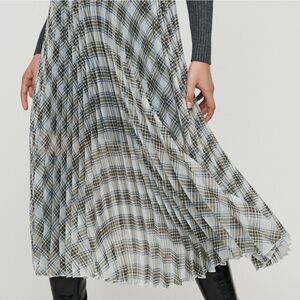 Maje Blue and Black Plaid A-Line Skirt